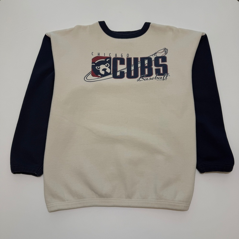 Gear For Sports Chicago Cubs 1998 Cream Navy Cotton Blend Sweatshirt Mens XXL